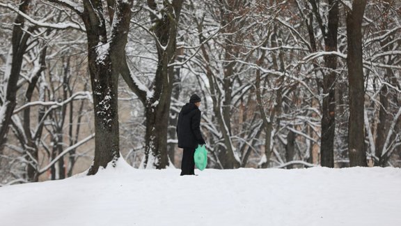 sniegs, ziema, pensionārs