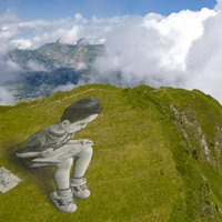 Foto: Kalni Šveicē, kas pārtapuši par mākslinieka audeklu