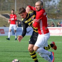 'Liepāja/Mogo' futbolisti tikai mača beigu daļā salauž pastarīti 'Babīti/Dinamo'
