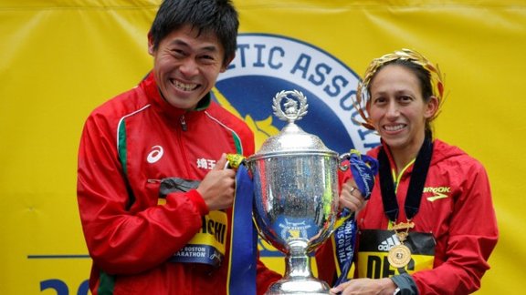 Yuki Kawauchi and Desiree Linden