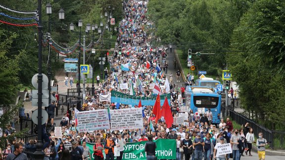 Habarovskā jau sesto nedēļas nogali turpinās protesti