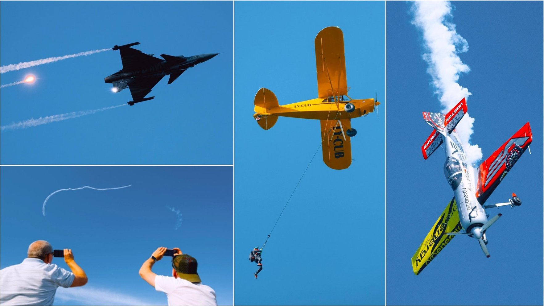 Foto: Spilves lidlauka debesīs sācies iespaidīgs aviošovs