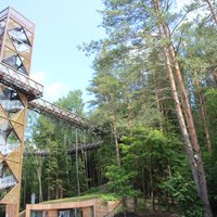 Lietuvas jaunatklātajā pastaigu takā virs kokiem lifts nedarbojas un ir milzu rindas, novērojis latviešu ceļotājs