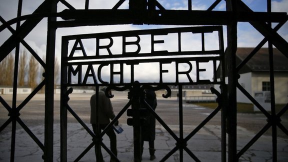 Dachau concentration camp with Arbeit macht frei