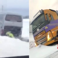 Video: Sniegotie apstākļi izrādījušies apgrūtinoši autobraucējiem