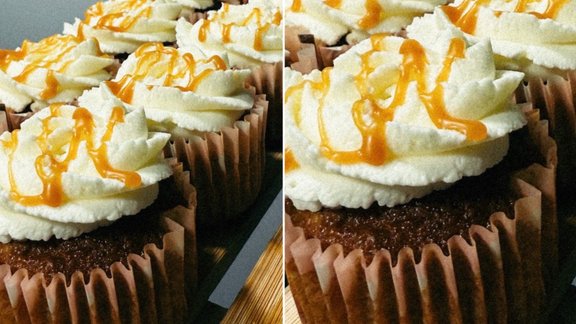 Burkānu kēksiņi ar valriekstiem un krēmsiera krēmu