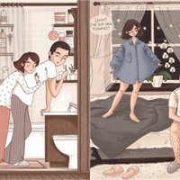 12 ilustrācijas, kas atspoguļo ikdienišķos kopābūšanas brīžus attiecībās
