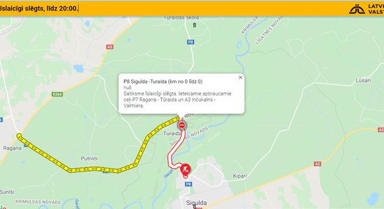 Atjaunota satiksme uz autoceļa Inciems-Sigulda-Ķegums posmā pie Turaidas