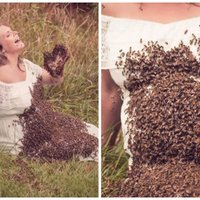 Neparasta fotosesija – grūtniece ar bitēm – pārsteidz sociālos tīklus