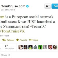 Том Круз завел аккаунт "ВКонтакте" и пишет по-русски
