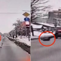 Video: Brīvības gatvē neskatoties skrien pa pāreju; auto meistarīgi izvairās no sadursmes