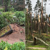 Foto: Cēsīs negaiss postījis kapsētu un izlauzis kokus mežā (plkst.19.23)