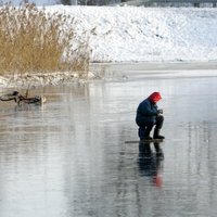 Ugunsdzēsēji izglābj uz ledus nokļuvušu suni un veic pārrunas ar zemledus makšķerniekiem
