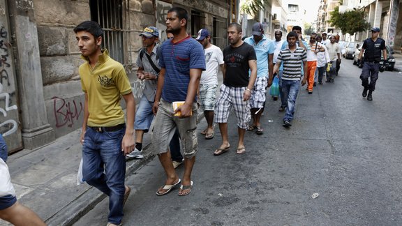 migrants in Athens