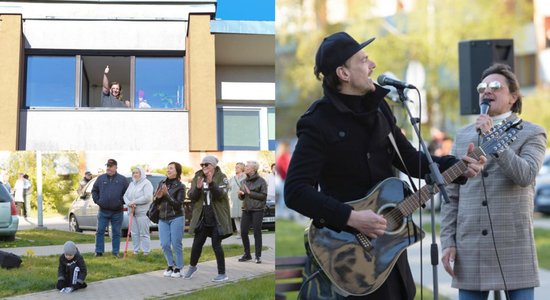 Liepājnieki saviļņoti: Ivo Fomins negaidīti piedzied daudzdzīvokļu namu iekšpagalmu