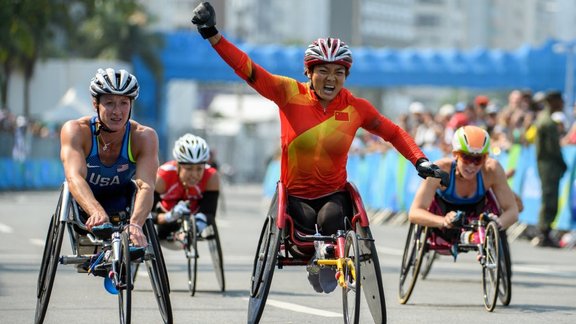 Lihong Zou of China wins T54 Marathonб Rio Paralympics