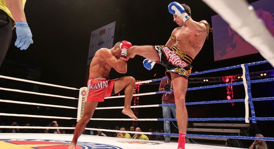 Foto: Latvijas sportisti dominē cīņu šovā 'Klondaika Fight Arena'