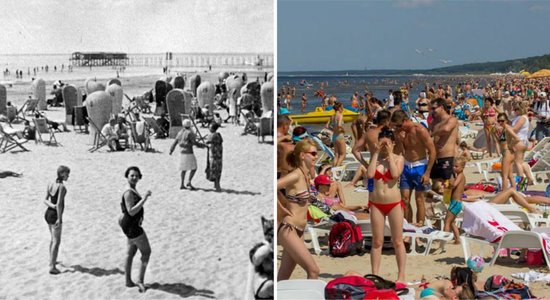 Foto: Pilna pludmale saules tīkotāju - atpūta Jūrmalā pagājušā gadsimta 30. gados un šovasar
