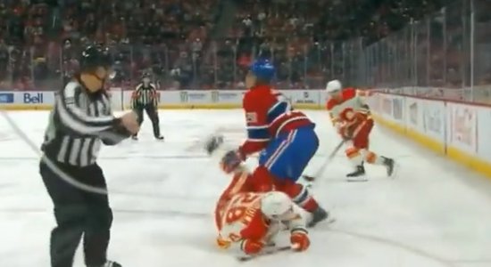 Video: Soli no traģēdijas – 'Canadiens' aizsargs Gulī izvairās no slidas asmeņa griezuma