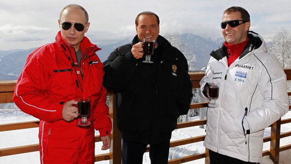 Medvedev and Putin and Berlusconi