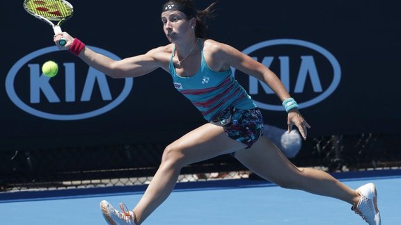 Latvia Anastasija Sevastova hits forehand, Australian Open