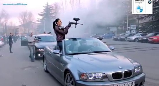 Video: Gruzijas 'BMW' klubs uzbrūk 'Audi' faniem