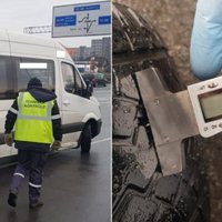 Foto: Ziemas riepu reidā Rīgā deviņiem auto atņemta tehniskās apskates uzlīme