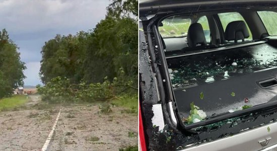 Video: Zemgalē negaiss jau tāds, ka ceļu klāj krituši koku zari (plkst. 14.05)