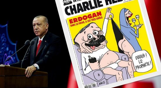 'Charlie Hebdo' pasmejas arī par Erdoganu