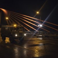 Foto: 'Namejs 2018' militārās tehnikas pārvietošanās pa naksnīgo Rīgu