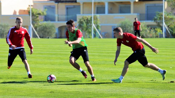 Futbols: Latvijas izlases treniņš pirms mača ar Portugāli