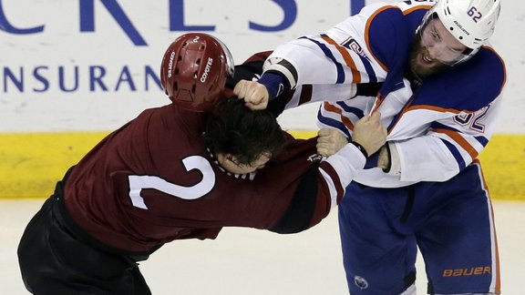 Arizona Coyotes Luke Schenn fight Edmonton Oilers Eric Gryba