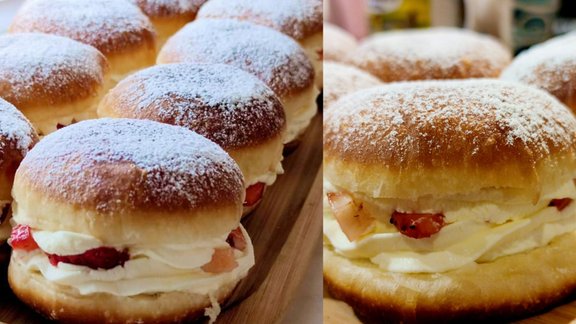 Rauga virtuļi ar gaisīgu krēmu un zemenēm – mēli var norīt! 