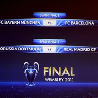 Čempionu līgas pusfinālā 'Bayern' spēkosies ar 'Barcelona'; 'Borussia' ar 'Real'