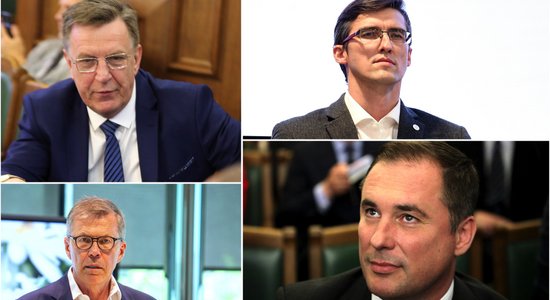 Pīlēna partijas vēlēšanu līderi – Šmits, Smiltēns, Tavars, Viļums un Kučinskis