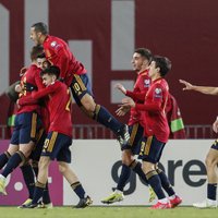 Spānijas futbolisti kompensācijas laikā izrauj uzvaru Gruzijā
