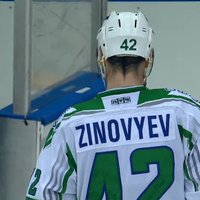 Rīgas 'Dinamo' nākamo pretinieku 'Salavat Julajev' spēlētājs Zinovjevs saņem diskvalifikāciju