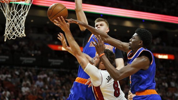 Knicks Kristaps Porzingis, Justin Holiday, Miami Heat Tyler Johnson