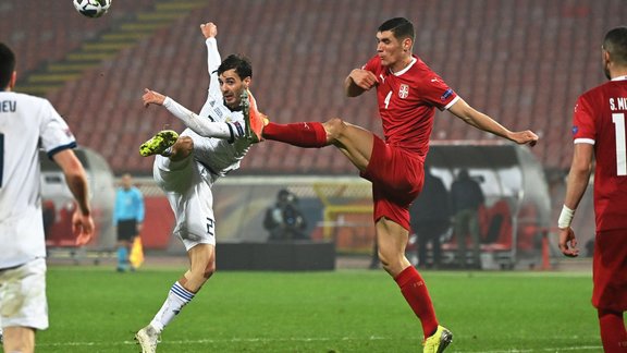 futbols, UEFA Nations League, Serbija vs Krievija, Aleksandr Erokhin, Nikola Milenkovic