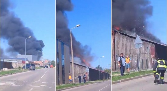 ФОТО, ВИДЕО. Пожар в Плявниеки локализован, огонь уничтожил декорации к балету Национальной оперы "Щелкунчик" (ДОПОЛНЕНО В 17.30)