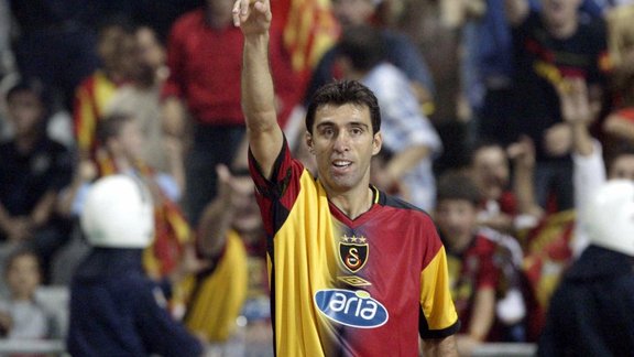 Galatasaray Istanbul`s scorer Hakan Sukur 