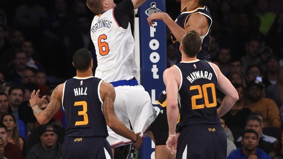 Utah Jazz Rudy Gobert block Knicks Kristaps Porzingis