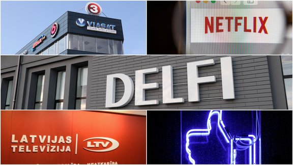 Delfi, TV3, Netflix, Latvijas televīzija, Facebook