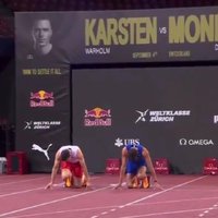 Video: Duplantis nebijušā duelī 100 metru sprintā pieveic pasaules rekordistu 400 metru skrējienā