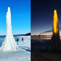 Saulkrastu pludmalē apskatāma iespaidīga ledus skulptūra