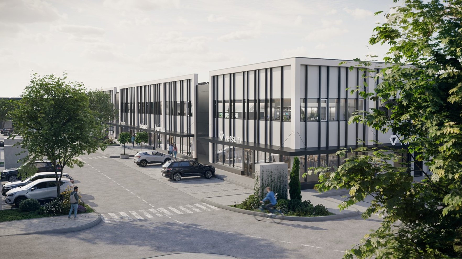 Atzīmē "Versum" biznesa centra trešās ēkas spāru svētkus Ulbrokā