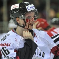 Foto: Latvijas hokeja izlases dramatiskā uzvara pār Baltkrieviju
