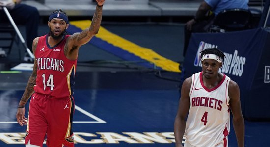Kurucs neveiksmīgi atzīmējas spēles izskaņā; 'Rockets' piedzīvo sagrāvi Ņūorleānā