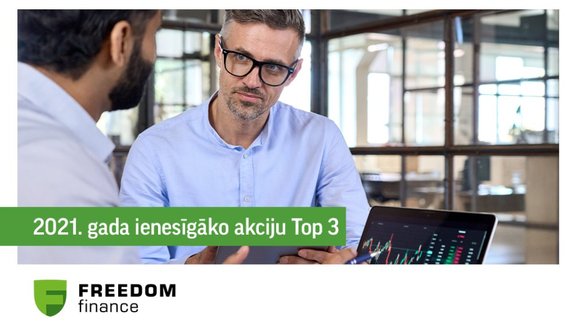 2021. gada ienesīgāko akciju TOP 3