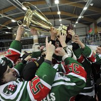 Foto: 'Liepāja' izrauj uzvaru pagarinājumā un izcīna Latvijas čempionu titulu hokejā